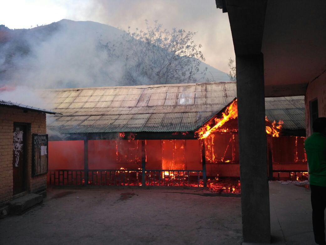 Fire engulfs School in Salamabad Uri