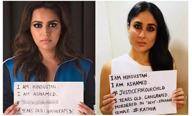 Bollywood celebs hit the streets to protest against Kathua, Unnao rapes