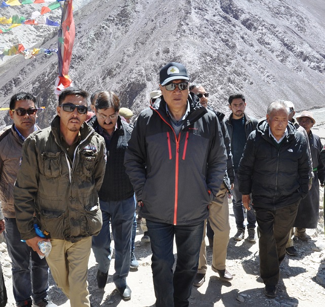 Dorjay inspects construction work on Tiri-Phoo road