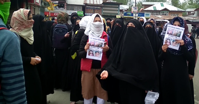 College students in Ganderbal stage protest