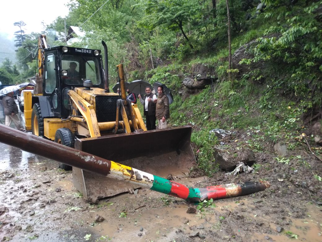 Landslide triggered by heavy rains damage residential house, 33000 KV power line at Rajarwani Uri