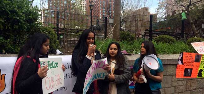 Justice rally held in New York to protest Kathua, Unnao, Surat rapes