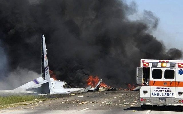 Nine people were aboard US military plane destroyed in fiery crash