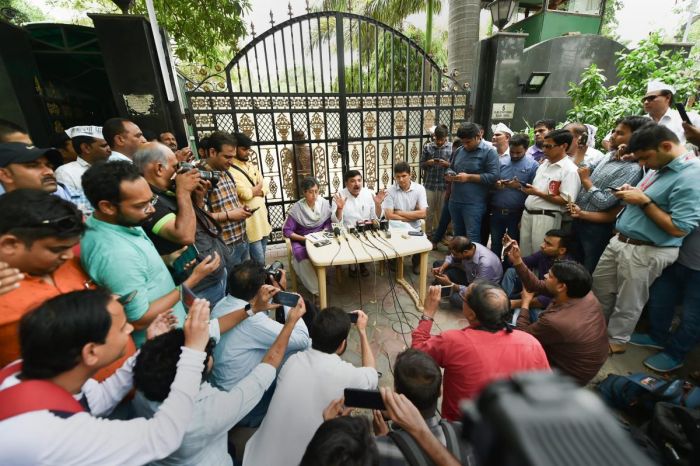 AAP leaders, workers camp outside CM’s residence