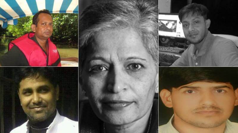 Ceremony honours Lankesh, Bhaumik among 18 journalists killed in 2017 in the line of duty