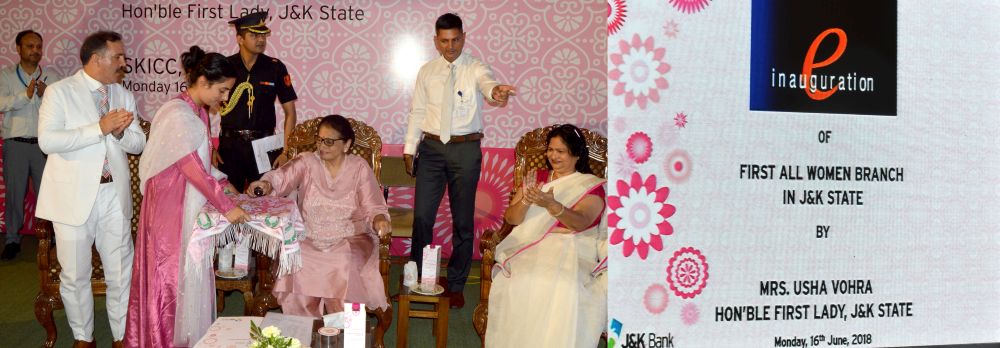 First Lady Usha Vohra e-inaugurates J&K Bank’s first women branch