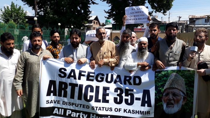 Hurriyat G protests in support of Article 35 A