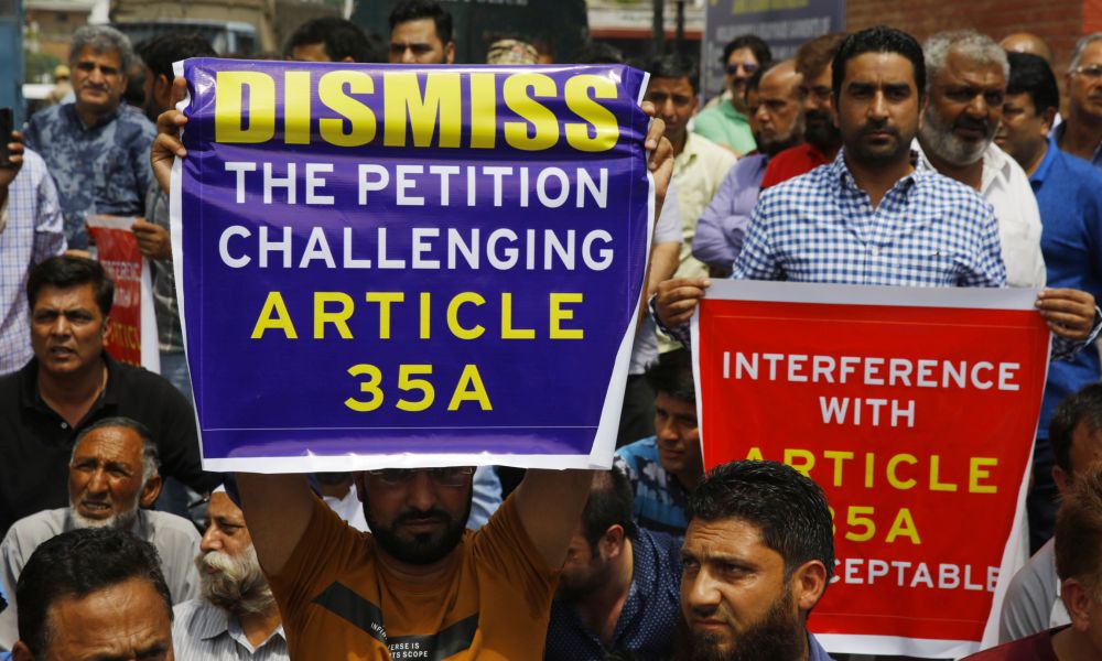 Trade bodies hit streets to defend Article 35 A