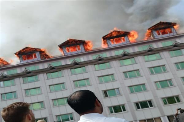 Fire engulfs hotel Pamposh in Lal Chowk