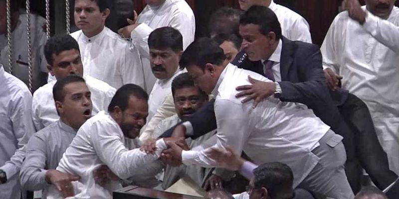 Chaos in Lanka parliament as Speaker comes under siege