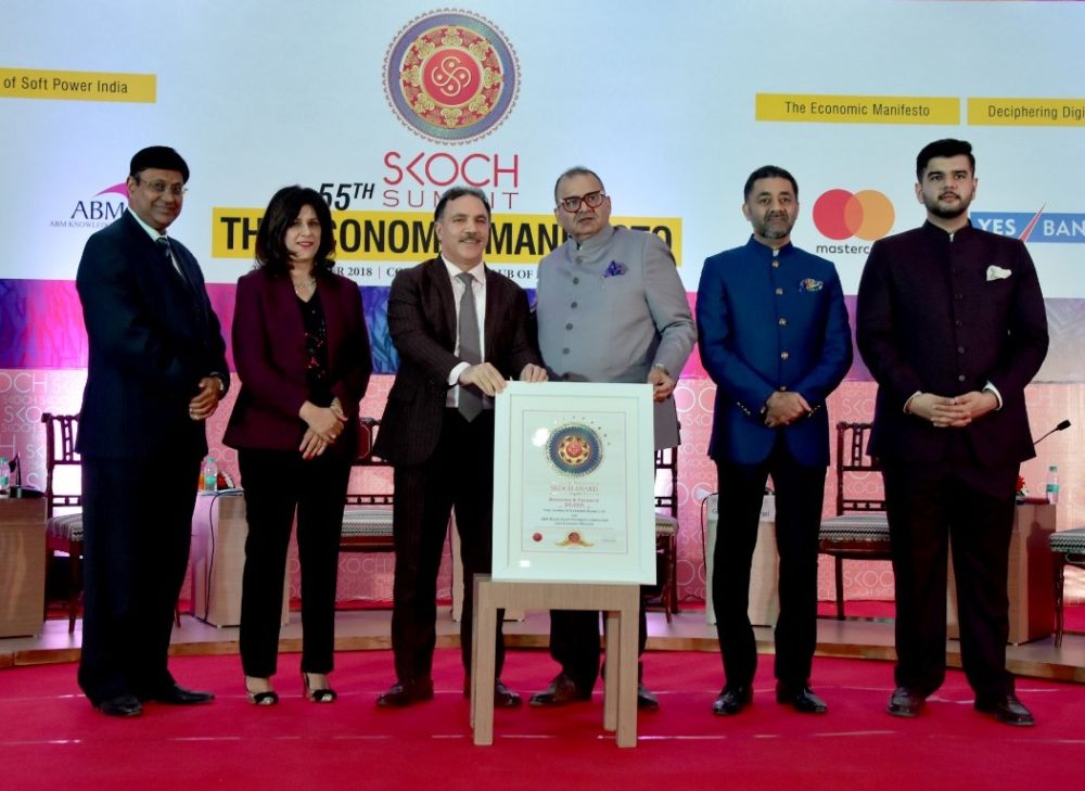 JK Bank conferred the prestigious SKOCH Award in Banking and Finance Category