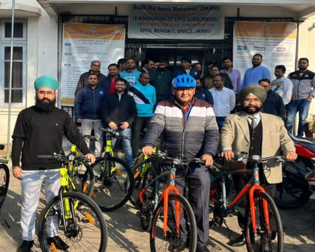 EPFO staff in Jammu get bicycles to cut carbon