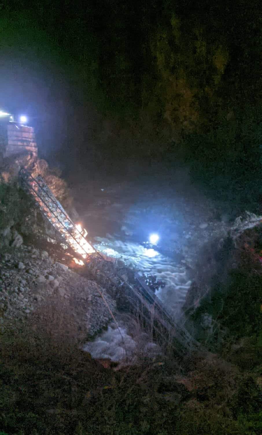 Bridge collapses in Reasi , 2 injured as 2 vehicles fall into rivulet