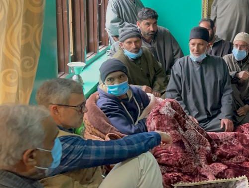 Omar Abdullah interacts with party workers at Beerwah