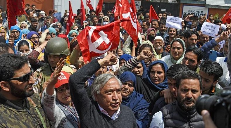 International Labour Day: Tarigami leads protest for minimum wages, regularisation of casual workers