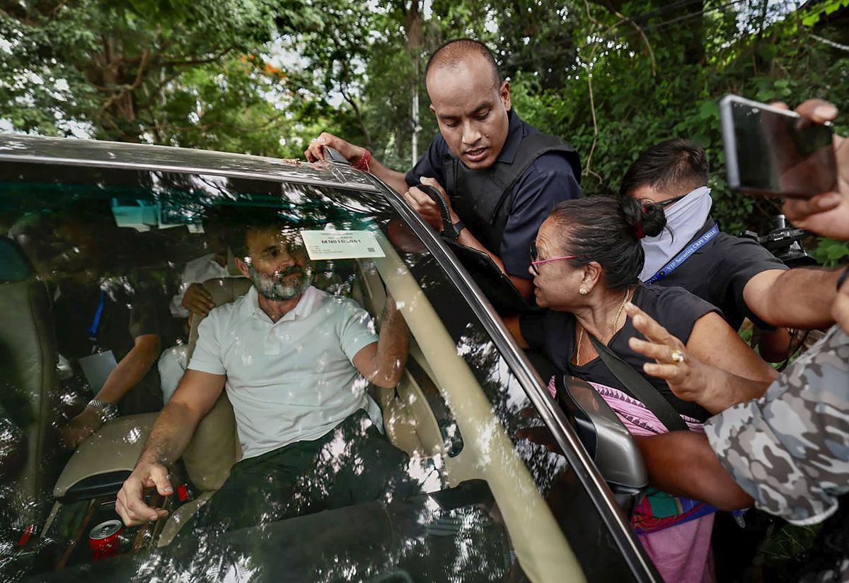 Drama in Manipur: Rahul visits Churachandpur camps by chopper as police halt convoy midway
