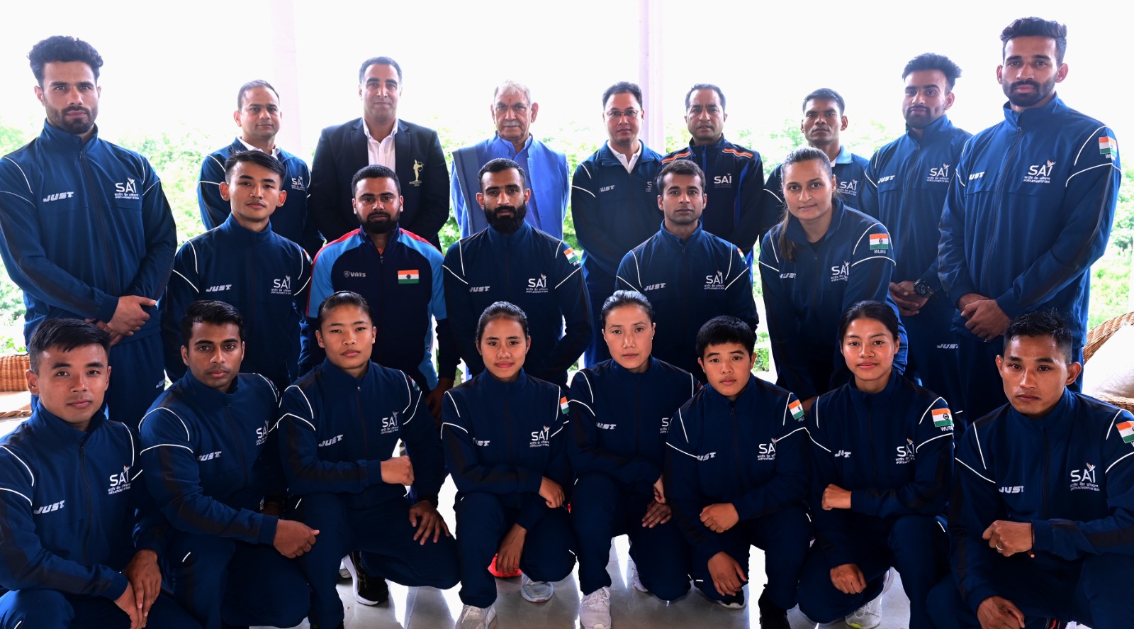 LG interacts with Indian Wushu team athletes, their coaches bound for 19th Asian Games