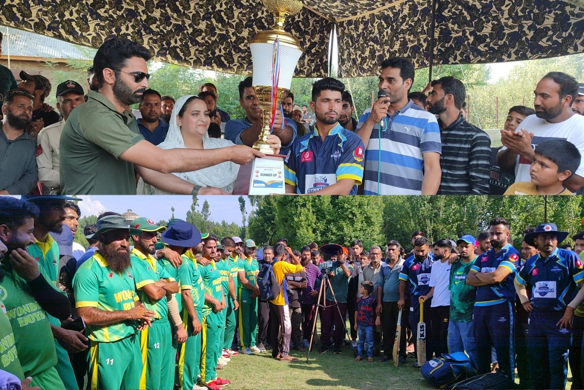 Chairperson DDC Ganderbal felicitates winners of Nawabbagh Premier League