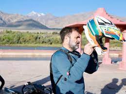 Rahul Gandhi’s bike odyssey continues in Ladakh, reaches Lamayuru