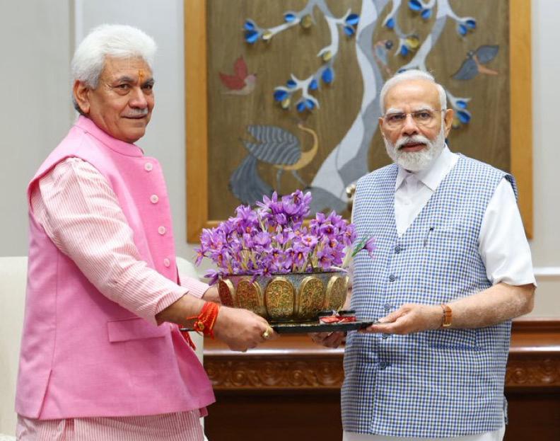 LG Manoj Sinha Meets PM Narendra Modi In New Delhi