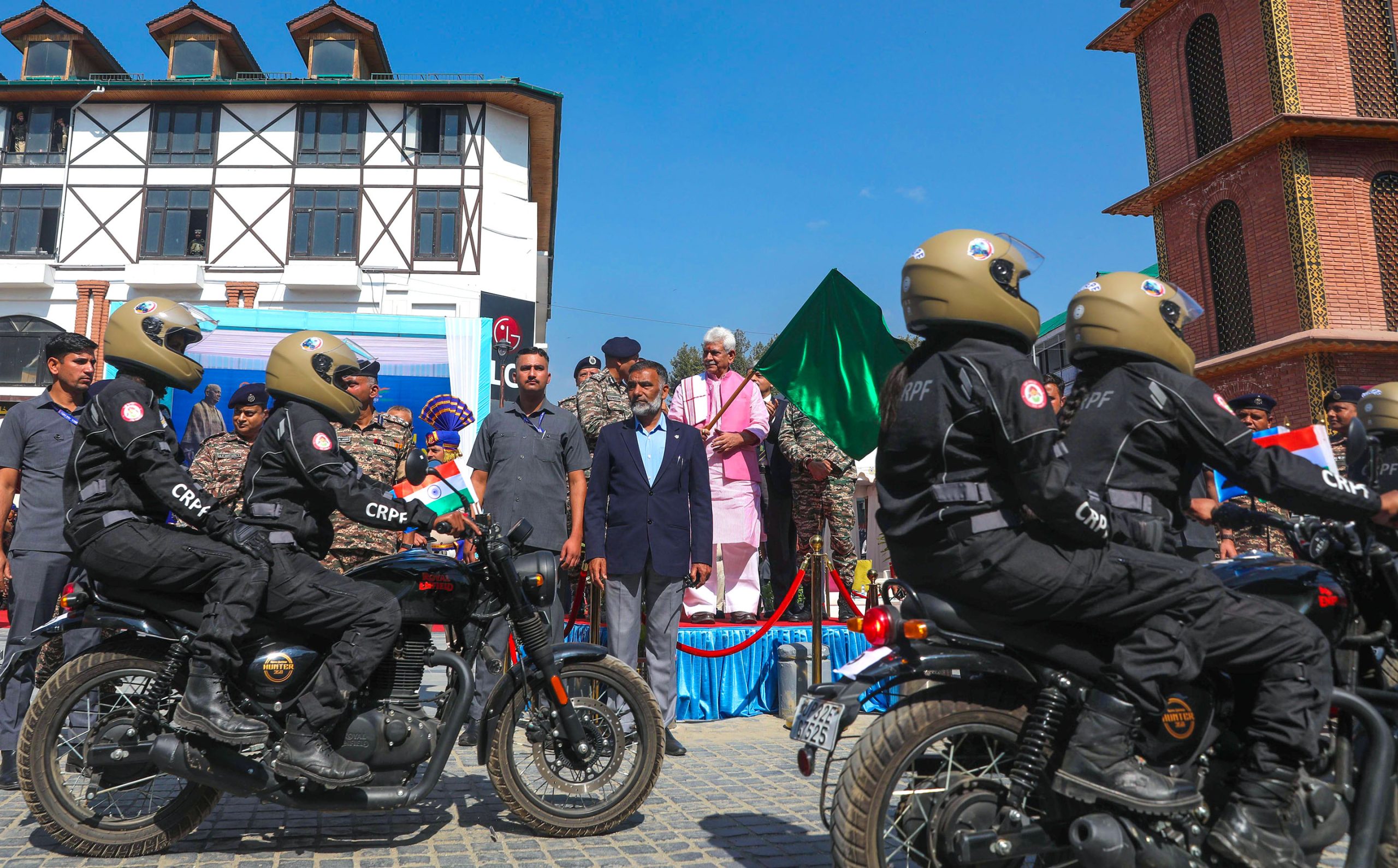 LG flags off all-women CRPF bike expedition ‘Yashasvini’ from Lal Chowk