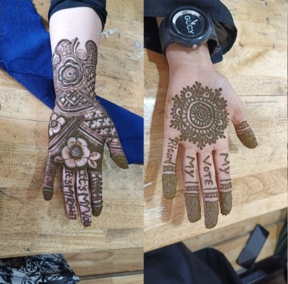 Lok Sabha Elections-2024: Henna Art Competition held at Women’s College Nawa Kadal, Women’s College Zakura