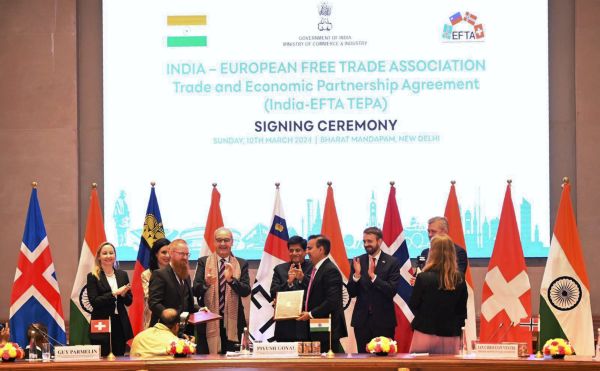 India, EFTA ink free trade agreement; USD 100 bn investment target in next 15 yrs