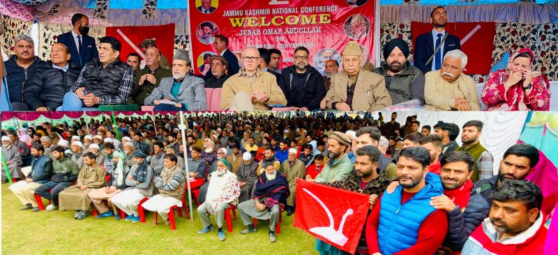 Omar Abdullah addresses election rally in Bontoor, Achbal
