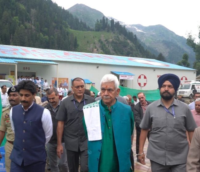 Shri Amarnath Ji Yatra-2024: LG inspects arrangements at Chandanwari base camp
