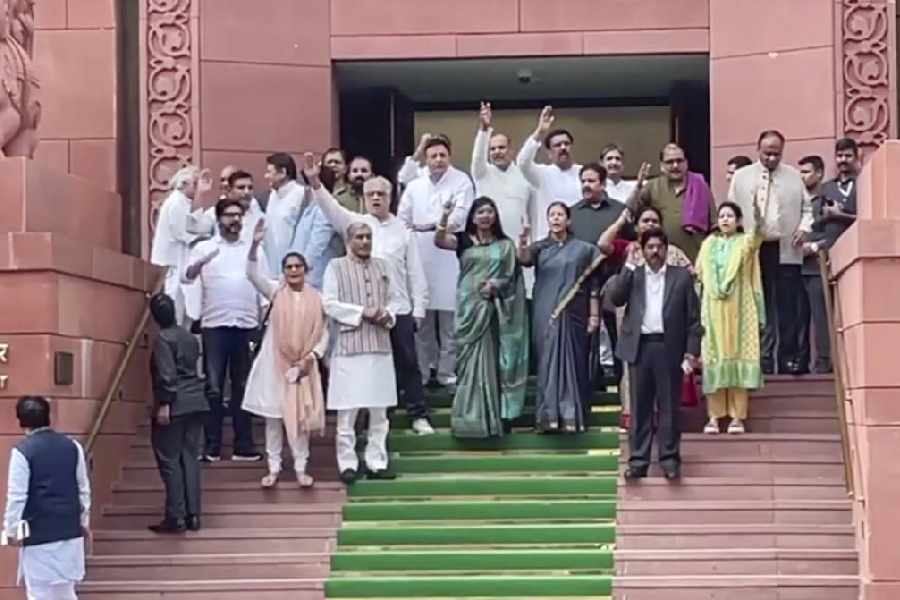 INDIA bloc MPs protest on Parl premises demanding justice for Vinesh Phogat, walk out in both Houses