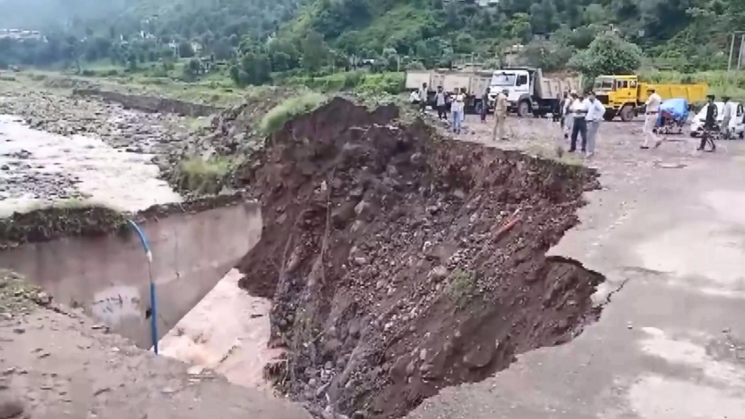 Bridge partially washed away by heavy rains in Poonch