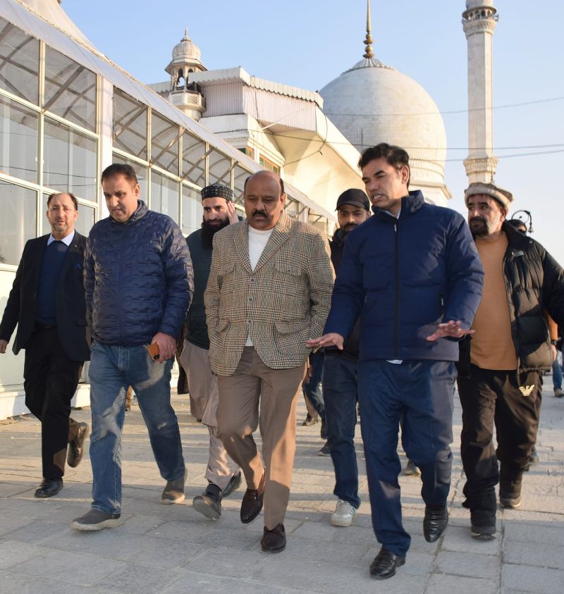 Deputy CM visits Hazratbal Shrine; reviews arrangements for Meraj-un-Nabi (SAW)