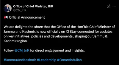 J&K CM gets official X handle