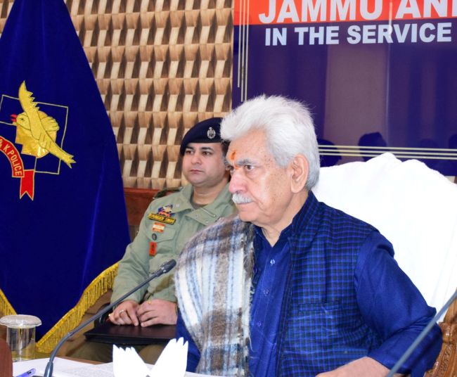 Reviewing security situation, LG Sinha calls for intensified efforts to ‘crush terrorism’