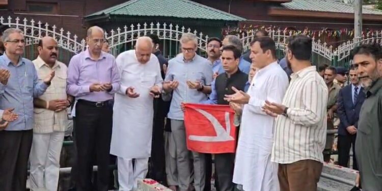 Omar and NC leaders slip through barricades, offer tributes to martyrs in Srinagar