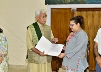 LG hands over job assurance letter to daughter of ADDC Rajouri, Dr. Raj Kumar Thapa