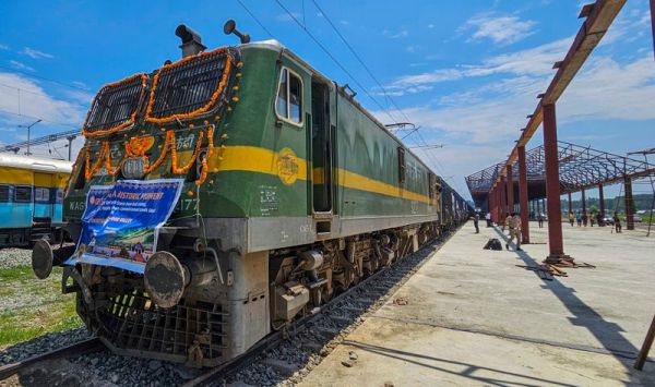 First-ever freight train carrying cement arrives at Anantnag Goods Shed