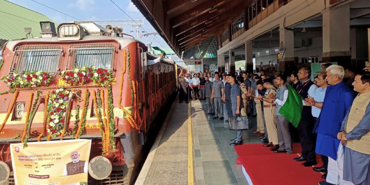 LG flags off first dedicated Parcel Train from Budgam to Adarsh Nagar Delhi