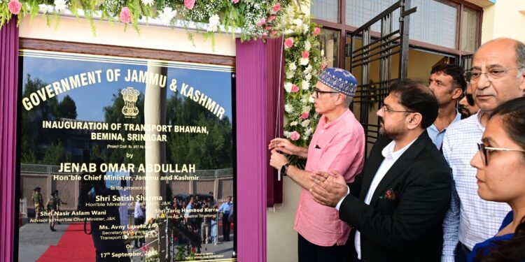 CM Omar inaugurates Transport Bhawan at Bemina, launches new PVC Registration card