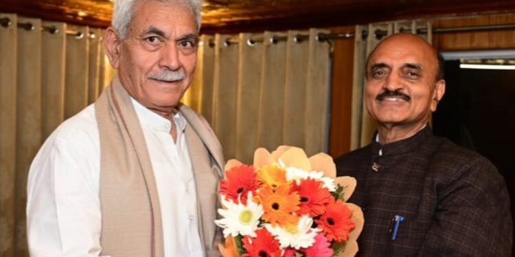 Baijayant Panda, Dr. Karad meet LG Sinha