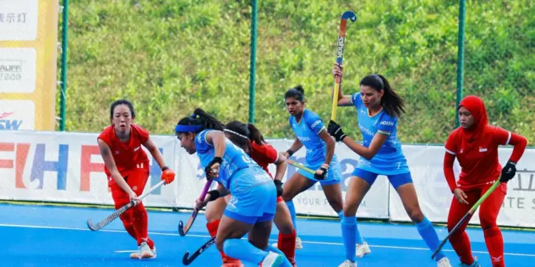 India crush Singapore 12-0 to enter Super 4s in women’s Asia Cup
