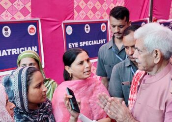 LG Sinha visits Mega Health Camp for flood affected families in Jammu
