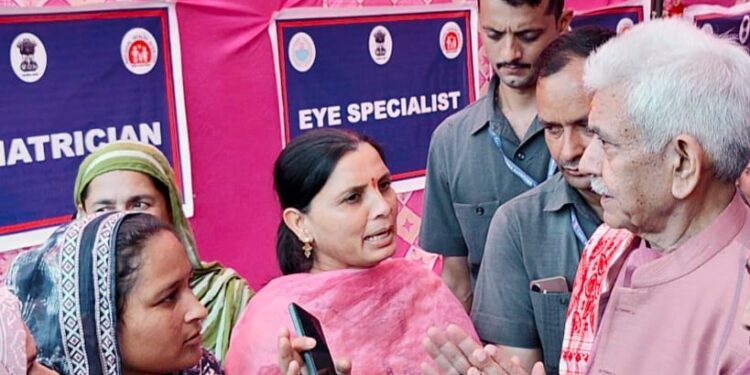 LG Sinha visits Mega Health Camp for flood affected families in Jammu