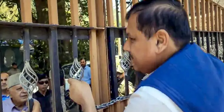 Farooq Abdullah prevented from meeting AAP MP Sanjay Singh