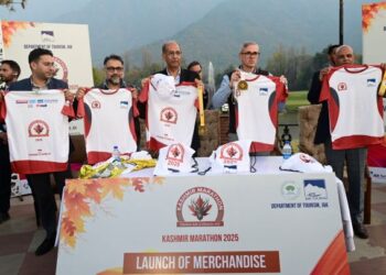 CM Omar Abdullah unveils Kashmir Marathon merchandise