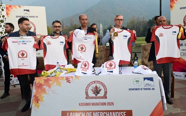 CM Omar Abdullah unveils Kashmir Marathon merchandise