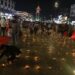 Hindu devotees celebrated Diwali by lighting earthen lamps near Ghanta Ghar, Lal Chowk in Srinagar