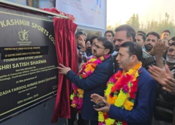 Satish Sharma lays foundation stone for key developmental projects in Tangmarg