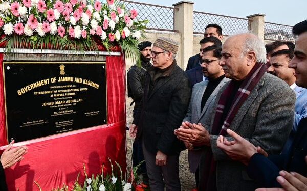 CM Omar Abdullah lays foundation for Automated Testing Station in Pampore