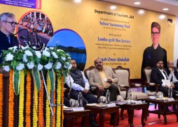 CM Omar Abdullah lays foundation stone of an Indoor swimming pool at Jammu